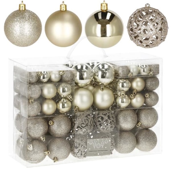 Julekugler - SPRINGOS - 100 stk - Guld - 6 cm - Forskellige mønstre Guld