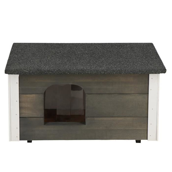 Hus til katte og hunde - SPRINGOS® - Træ - 39 x 54 x 30 cm - Interiør - Isoleret Grå