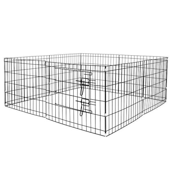 Koiran aitauksella - Springos® - 8 osan taitettava malli - 155 cm halkaisija - 61 cm korkeus - Musta metalli Svart