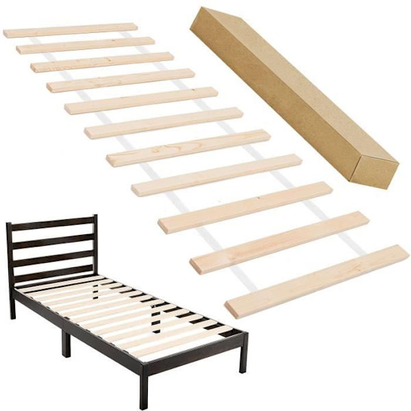 Lamellbotten - SPRINGOS - 80 x 200 cm - Trä - 11 lameller Naturlig