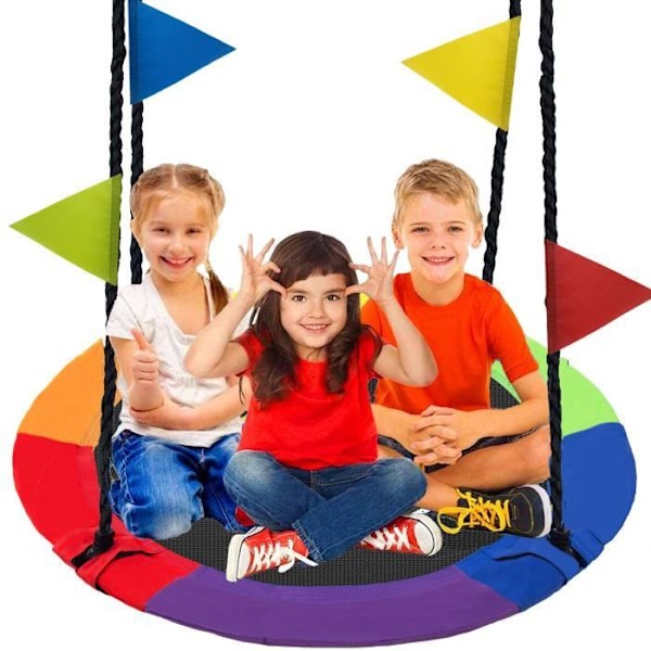 Springos® Havegynge, diameter 110 cm, max. 150 kg mångfärgad