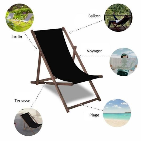 SPRINGOS® Garden Deckchair - Taitettava rantapuinen kansituoli - 120 kg Grön - Vit
