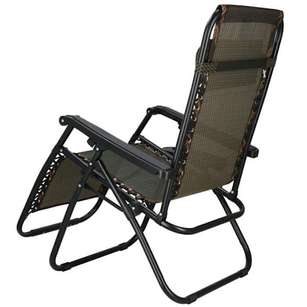 Springos® chaiselong med hovedstøtte, foldbar relax til haven Svart
