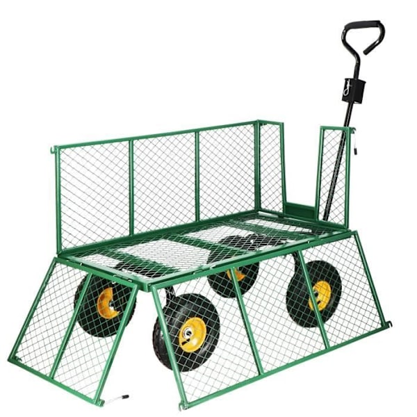 Taitettava kuljetuskärry 4 pyörää + irrotettava suojapeite Max. 400kg - SPRINGOS Grön