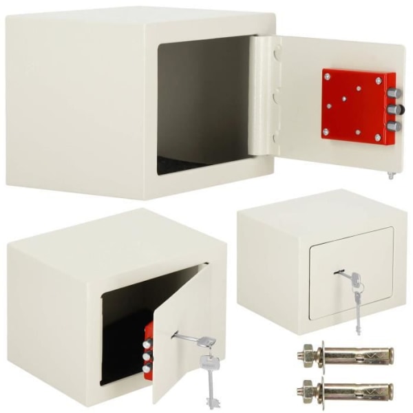SPRINGOS® kassaskåp för hemmet, hållbart högsäkerhetsskåp i stål, nyckelförvaring för pengar 17 x 17 x 23 cm