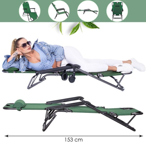 Springos® Sækkestol med hovedstøtte og armlæn 60 x 120 x 80 cm Grön