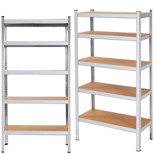 Hylla - SPRINGOS - 5 hyllplan - Galvaniserad metall - 90 x 30 x 180 cm - Max. 875 kg Pengar