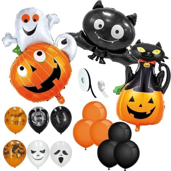 Springos® Halloween dekorationssæt Pumpkin Spirit Balloons Black Cat 14 stk Flerfärgad