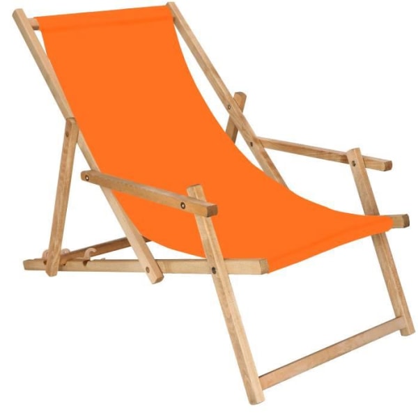 SPRINGOS® Garden Lounger Fällbar solstol av impregnerat trä Med armstöd - orange