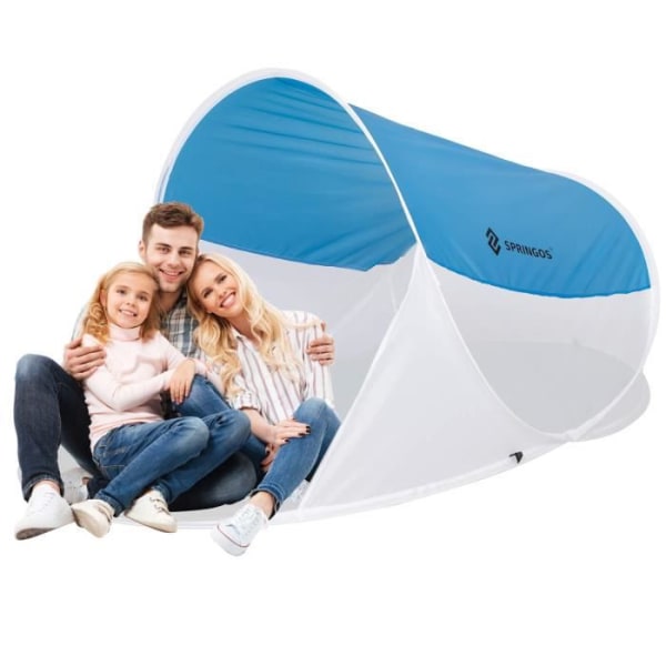 Strandtält - SPRINGOS® - Pop-up - 200x120x95 cm - 50% UV-skydd - Blå Blå /