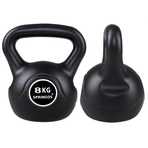 SPRINGOS® 8 kg Kettlebell rund håndvægt Svart