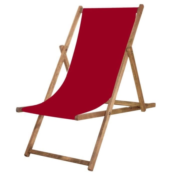 SPRINGOS® Imprægneret havedækstol Sammenklappelig Beach Wood Loungestol 120 kg - Mørkerød