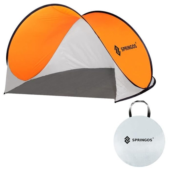 Rantateltta - SPRINGOS - kokoontaittuva 200x120cm - lasikuitu - harmaa ja oranssi - pop-up grå+orange