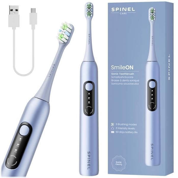 Elektrisk tandborste - SPINEL CARE - SmileOn - 3 lägen - USB-C - Blå Blå