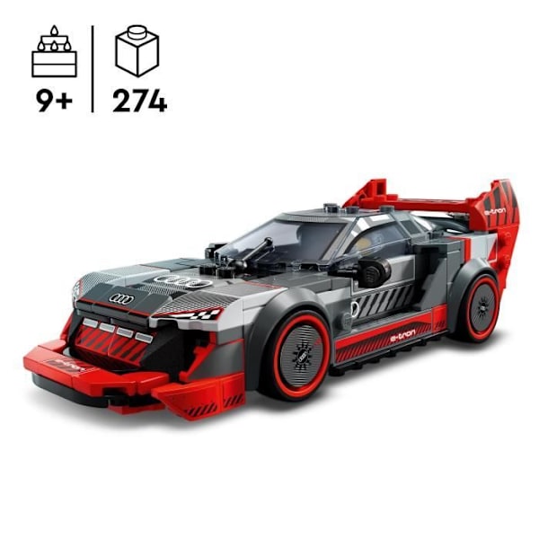 LEGO Speed Champions 76921 Audi S1 e-Tron Quattro racerbil, leksaksfordon Svart, vit, blå, röd