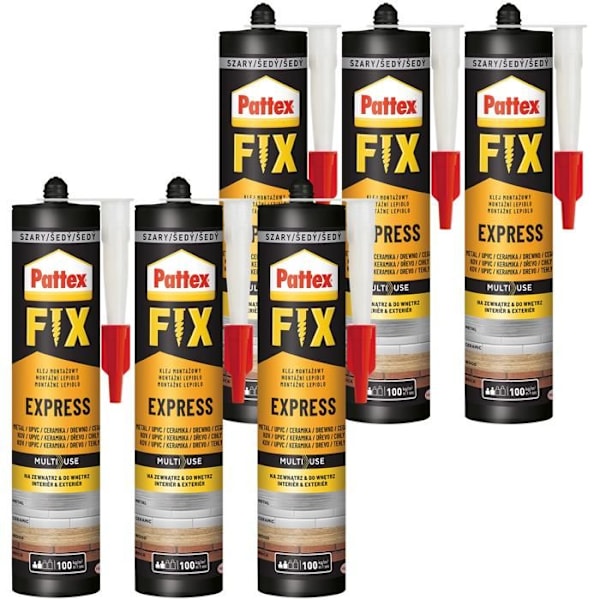 6x Pattex Fix Express 375g lim för montering