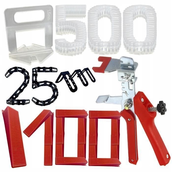 Nivelleringsset för plattor - Ej specificerat - Komplett - 500 Clips 1,5mm - 25 Hörn - 100 Clips OBCOGRAPHS