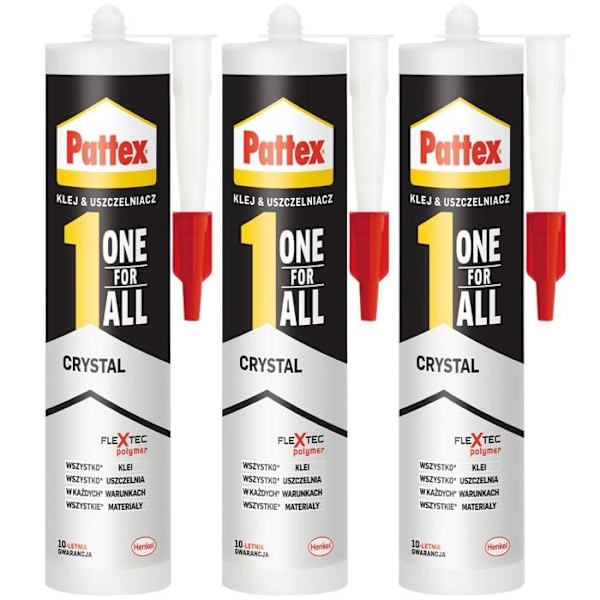 3x Pattex One4All Crystal 290g monteringslim