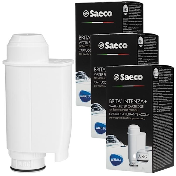 Vattenfilter - BRITA - Saeco Intenza+ - Pack om 3 - Minskar klor - Click&Go-system