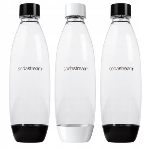 SodaStream Terra Black set med 1 flaska + 2 vita och svarta säkringsflaskor