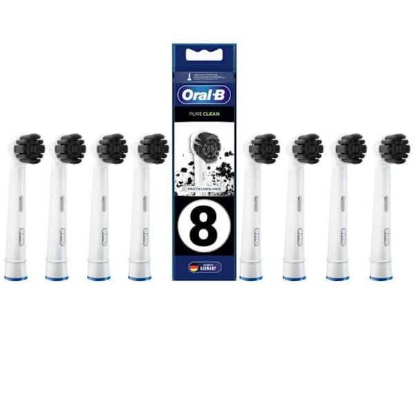 Borsthuvud - Oral-B - Pure Clean - Aktivt kol - 8 stycken - Tandblekning Svart