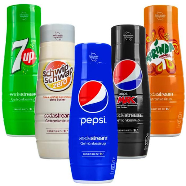 5x SODASTREAM SYROP 7UP PEPSI MIRINDA MOUNTAIN DEW CONCENTRATE för SATURATOR