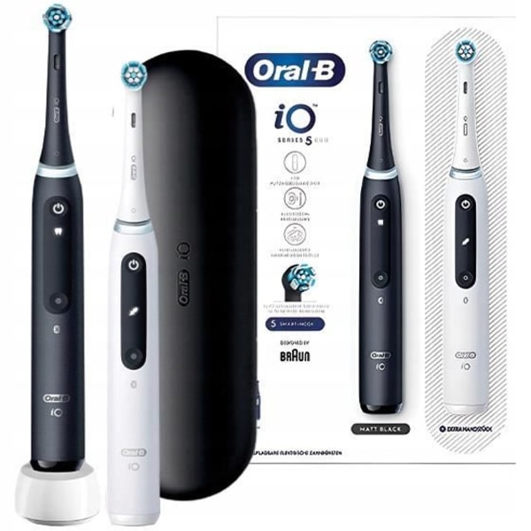 Oral-B iO Series 5 Elektrisk tandborste svart och vit tvåpack