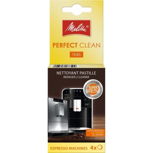 PerfectClean rengöringstabletter för kaffemaskiner - MELITTA - 4 doser - Kapselkompatibel - Svart