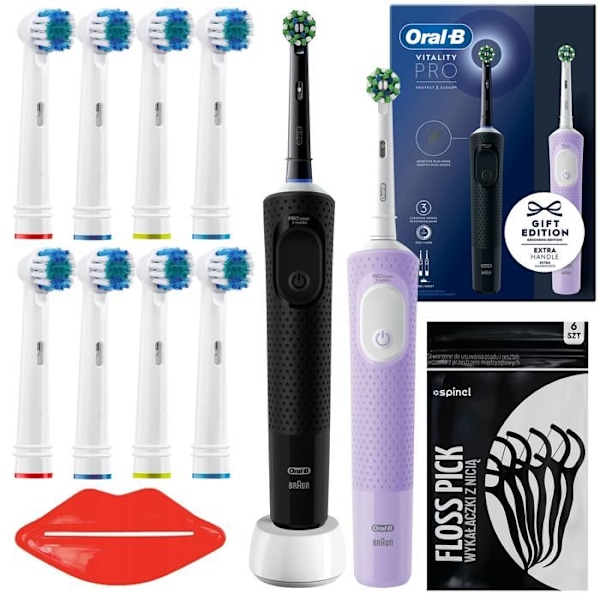 Oral-B Vitality Pro D103 Duo Black/Lilac Violet eltandborste + 8 huvuden Svart/Lila Lila