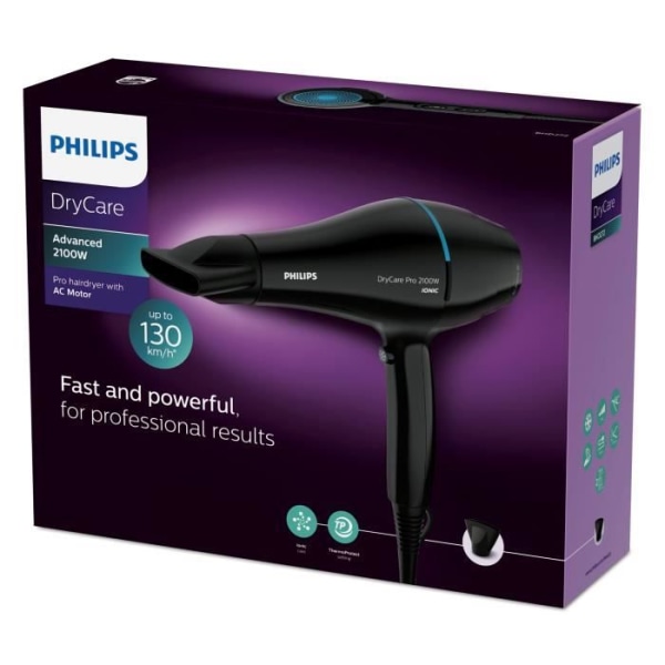 PHILIPS BHD272 / 00 DryCare Pro hårtork - 2100W - 6 hastighet / temperaturkombinationer - ThermoProtect - Jonisk funktion