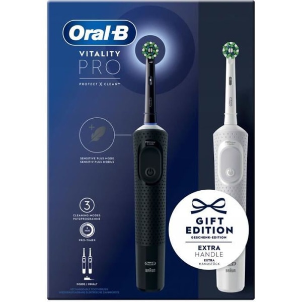 Oral-B Vitality Pro D103 Duo Svart/Vit tvåpack tandborste e230 | Fyndiq