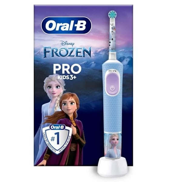 Oral-B Pro Kids elektrisk tandborste för barn, Disney Frozen, 1 mjukt borsthuvud, timer och vibrationer Blå