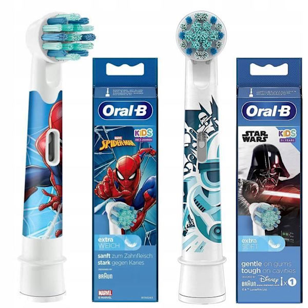 2x Oral-B Kids Disney Star Wars Spiderman Head