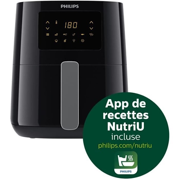 Oljefri fritös - PHILIPS - Airfryer HD9252/70 3000-serien - 4.1L - Rapid Air-teknik - 7 förinställningar - Svart svart och silver