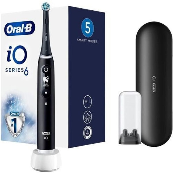 Oral-B iO Series 6 elektrisk tandborste i svart, Oral-B:s bästa rengöring, iO-teknik, professionell rengöring, 5