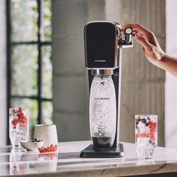 Sodastream sodavattensmaskin - Art svart - 2 flaskor diskmaskinvänliga - 1 gaspatron 60L Svart