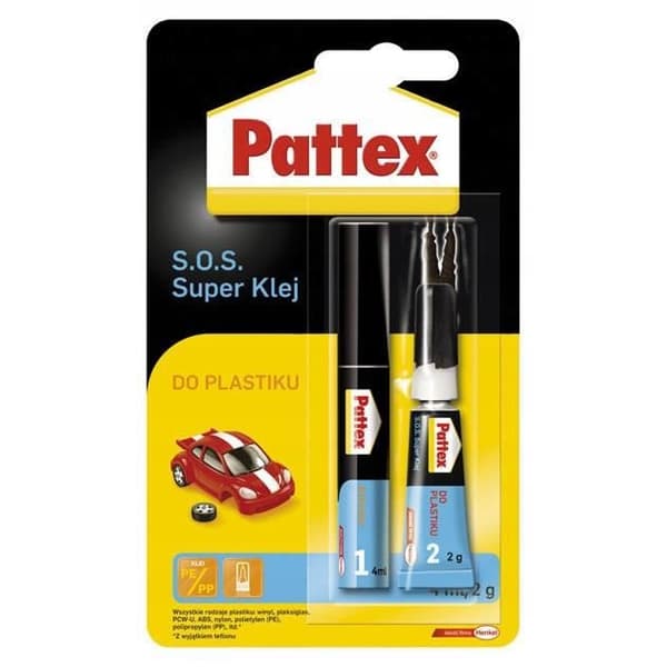 Plastiklim - Pattex - SOS Superlim - Ultra resistent snabb transparent 2g plus 4ml