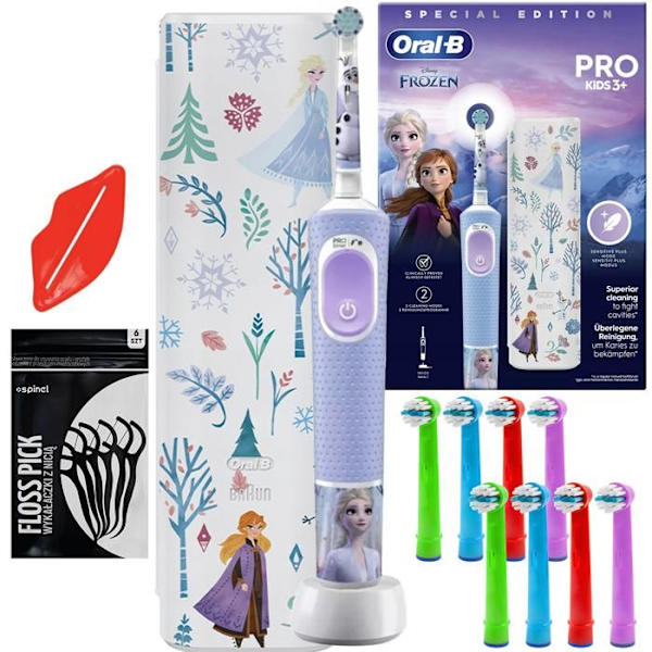 Elektrisk tandborste - Oral B - Vitality Pro D103 Frozen - Återuppladdningsbar barnmodell med etui och tillbehör