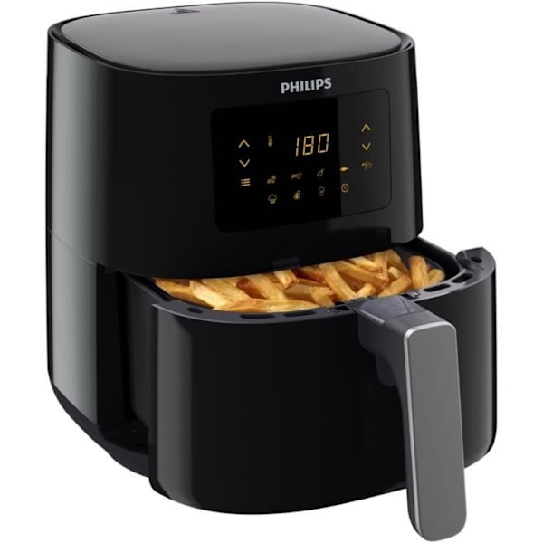 Oljefri fritös - PHILIPS - Airfryer HD9252/70 3000-serien - 4.1L - Rapid Air-teknik - 7 förinställningar - Svart svart och silver