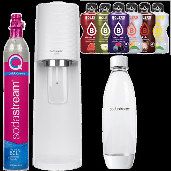 Sodamaskin - SODASTREAM - Terra - Vit - 1L flaska - Snap-Lock, Quick Connect Vit