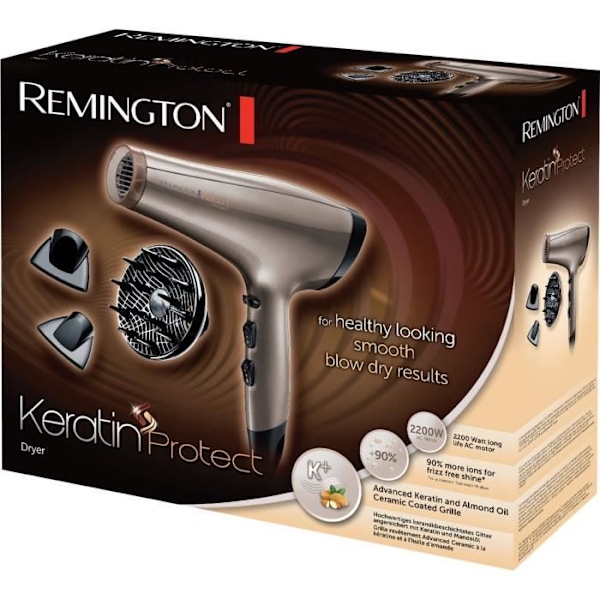 Hårtork - REMINGTON - AC8002 Keratin Protect - 2200 W - 2 hastigheter - Grå Grå