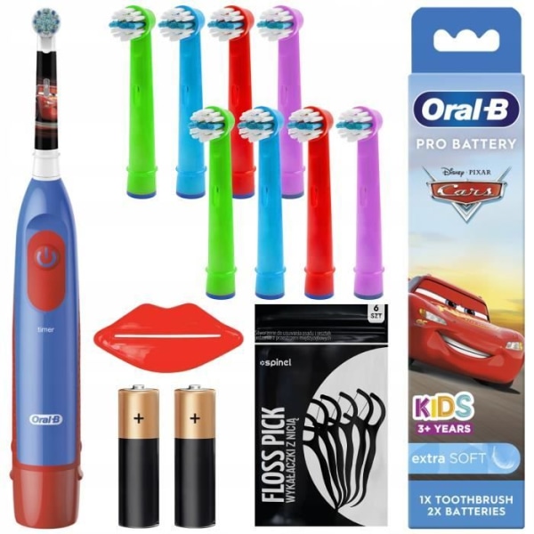 Oral-B Advance Auta tandborste + 8 färgade ersättningsspetsar