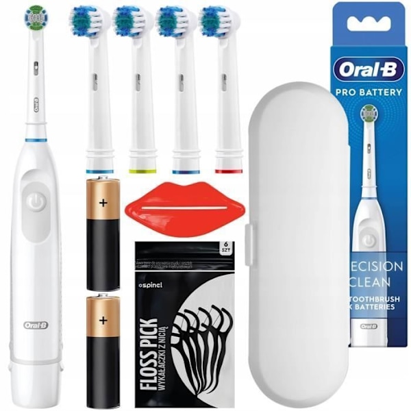 Elektrisk tandborste - Oral-B - DB5 - 4 utbytestips - Resväska - AA-batterier ingår Vit