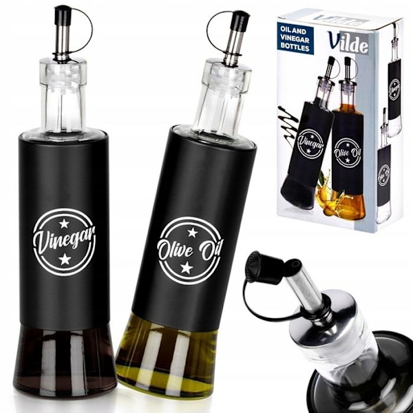 Set med flaskor - Vilde - 300ml - Svart glas - Praktiska dispensrar - Paket med 2 svart