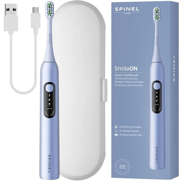 Sonic tandborste - SpinelCare - SmileOn - USB-C - 3 lägen - Blå Blå