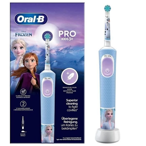 Oral-B Pro Kids elektrisk tandborste för barn, Disney Frozen, 1 mjukt borsthuvud, timer och vibrationer