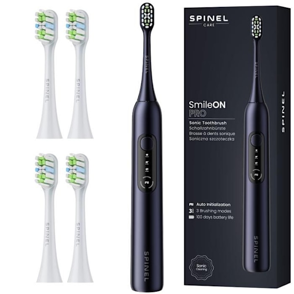 SpinelCare SmileOn PRO Svart tandborste + 4 vita munstycken