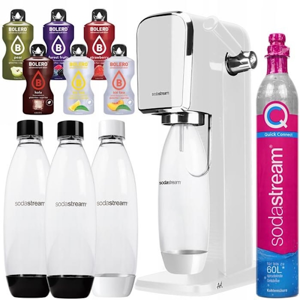 SodaStream ART White Saturator + 1L PET-flaskor + Bolero-drycker