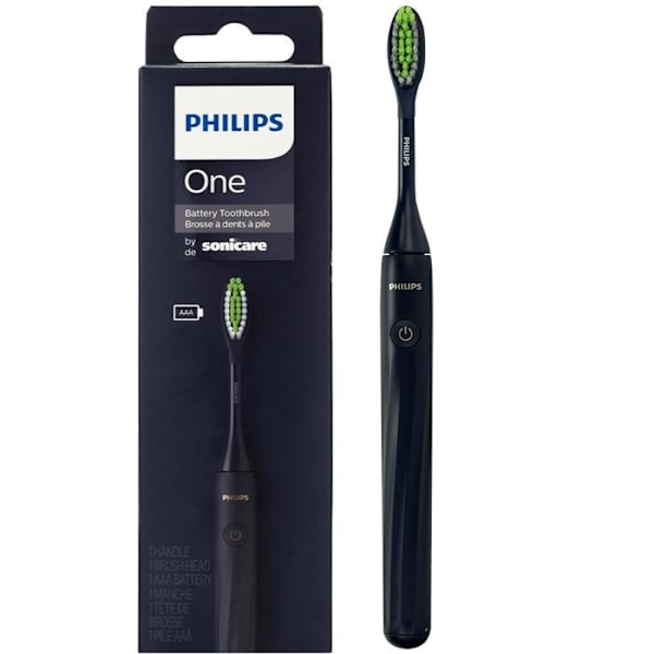 Elektrisk tandborste - PHILIPS - ONE HY1100/54 - Svart - Smart timer - AAA-batteri Svart