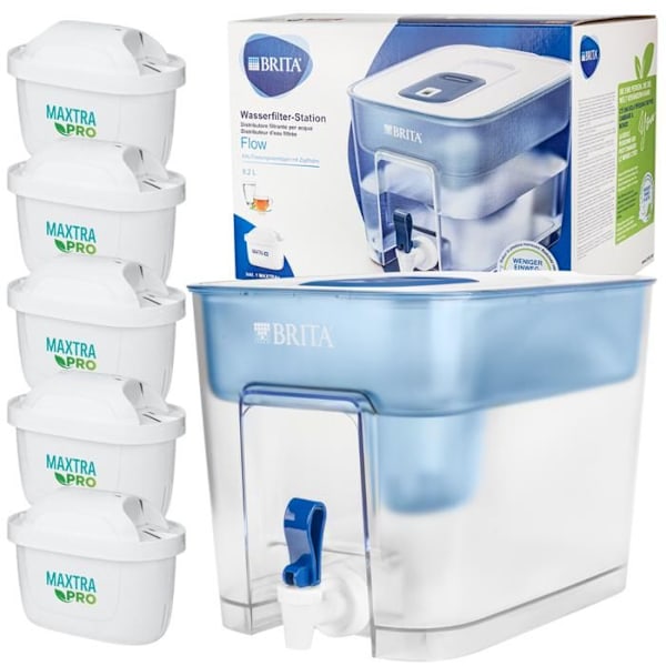 Filtreringskaraff - BRITA - Flow - 8,2L - 4x Maxtra PRO-filter - Modernt och praktiskt design